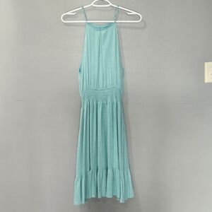 Staccato Aqua Adjustable Spaghetti Strap Flowy Midi Summer Dress Size S